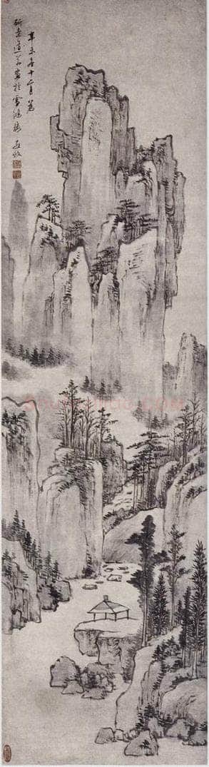 清 罗牧 《罗牧山水图轴》 书画作品
