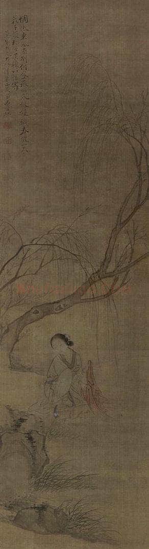 清 费丹旭 《费丹旭仕女图轴》 书画作品