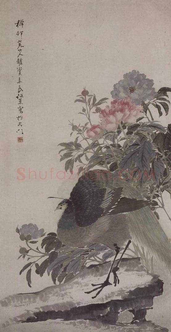 清 任薰 《任薰花鸟图屏》 书画作品