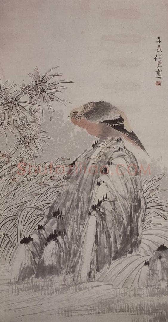 清 任薰 《任薰花鸟图屏》 书画作品