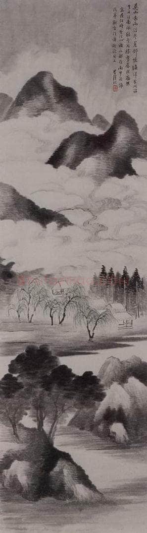 现代 林纾 《林纾吴山烟雨图轴》 书画作品