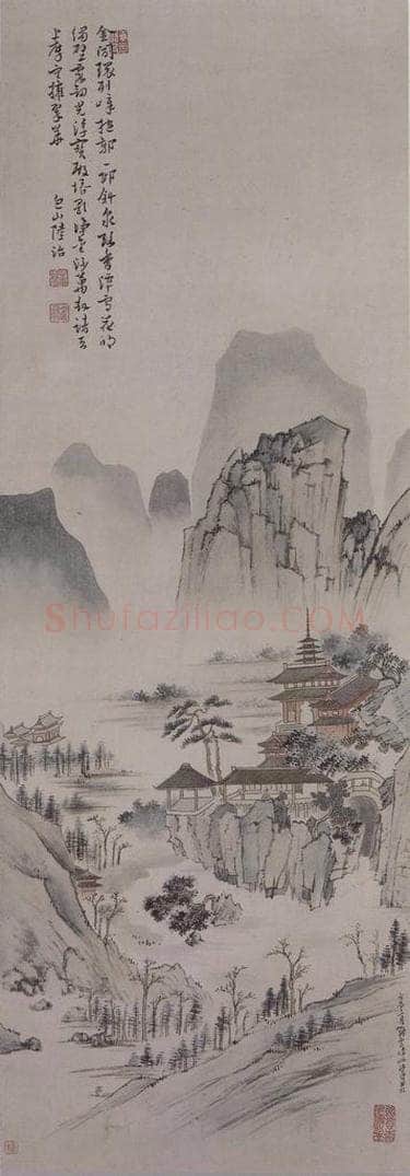 1928年 溥儒 《溥儒临陆治山水图轴》 书画作品