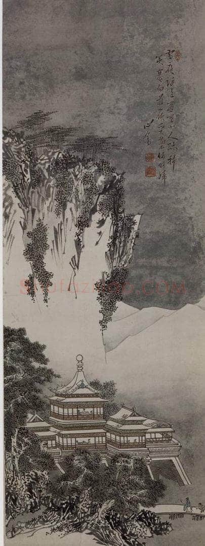 现代 溥儒 《溥儒雪夜楼阁图轴》 书画作品