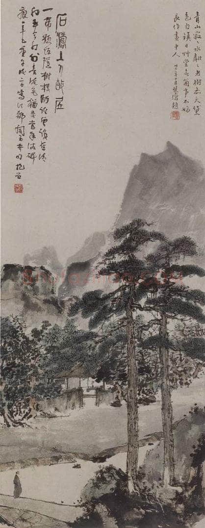 1941年 傅抱石 《傅抱石石涛故居图轴》 书画作品