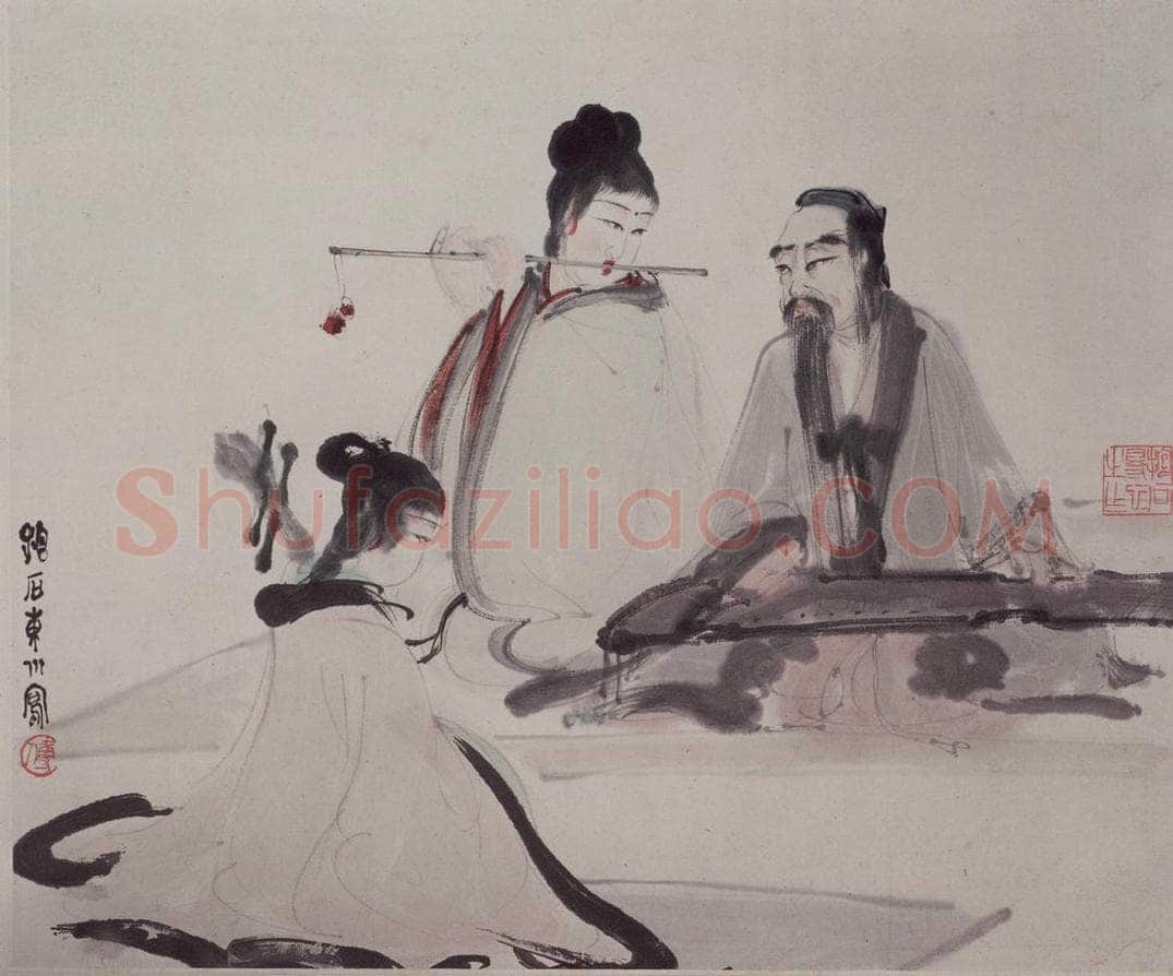 现代 傅抱石 《傅抱石东山丝竹图轴》 书画作品