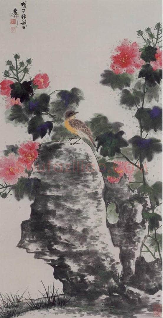 1978年 谢稚柳 《谢稚柳花鸟图轴》 书画作品