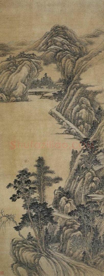 清 傅雯 《傅雯秋江山路图轴》 书画作品