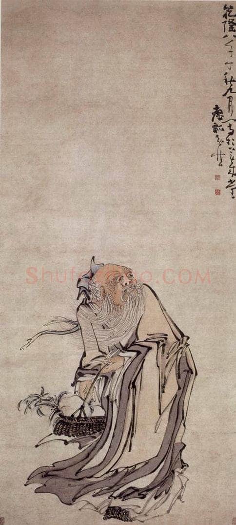 清 黄慎 《黄慎东方朔偷桃图轴》 书画作品