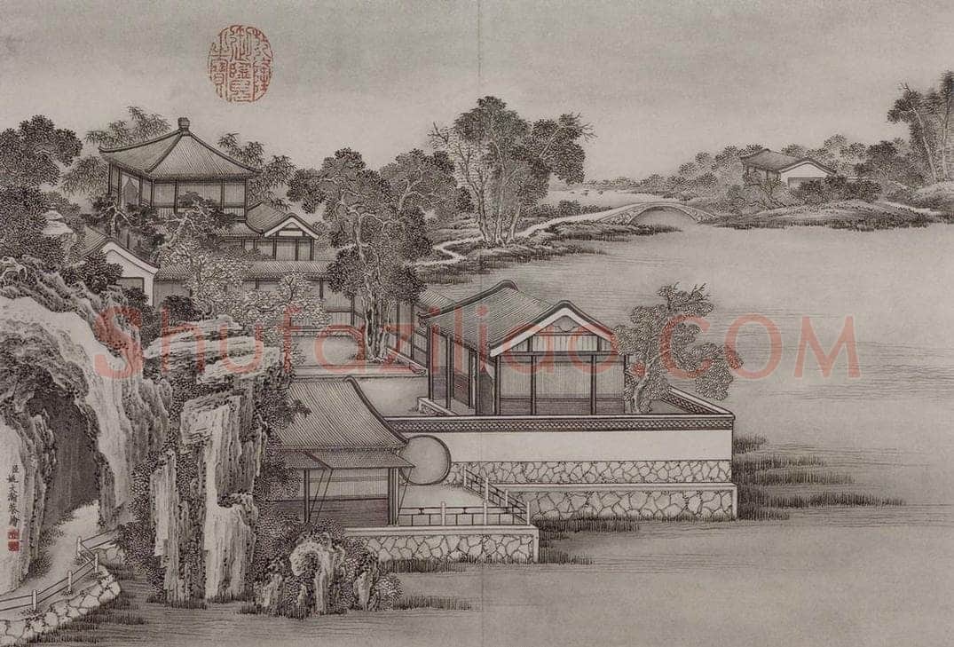 清 姚文瀚 《姚文瀚楼阁图轴》 书画作品