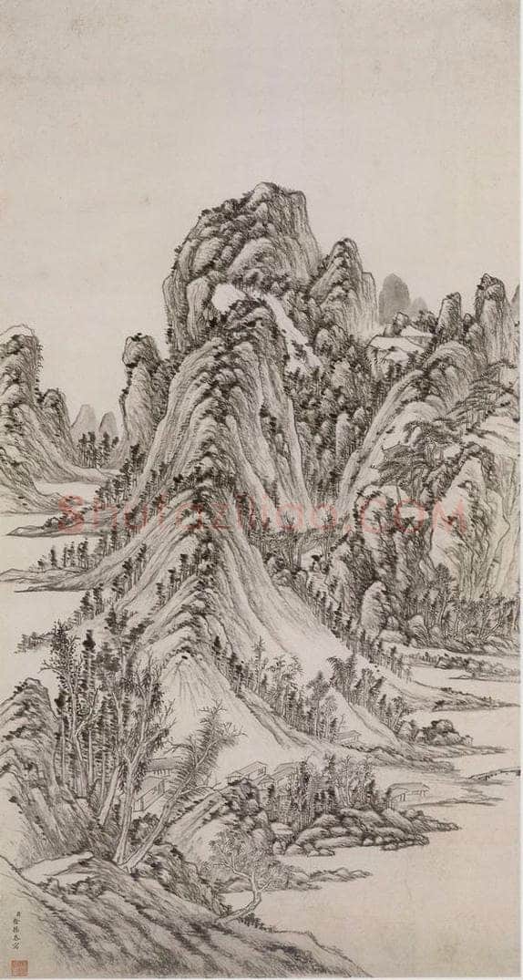 清 徐扬 《徐扬奇峰俊秀图轴》 书画作品