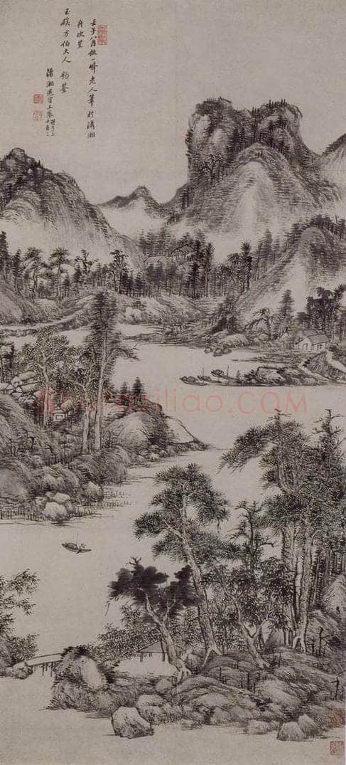 清 王宸 《王宸仿大癡山水图轴》 书画作品