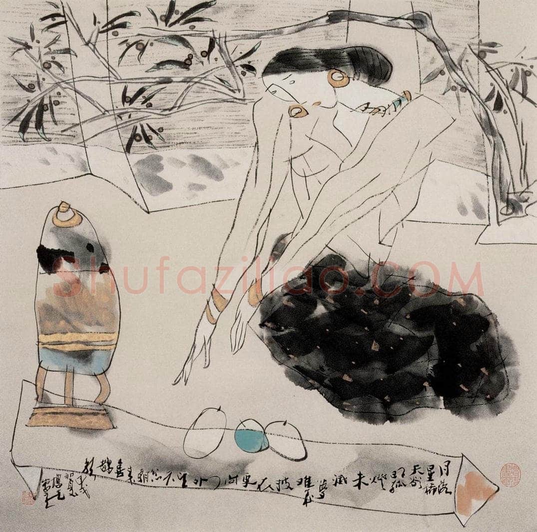 1994年 方增先 《月落星稀天欲明》 书画作品