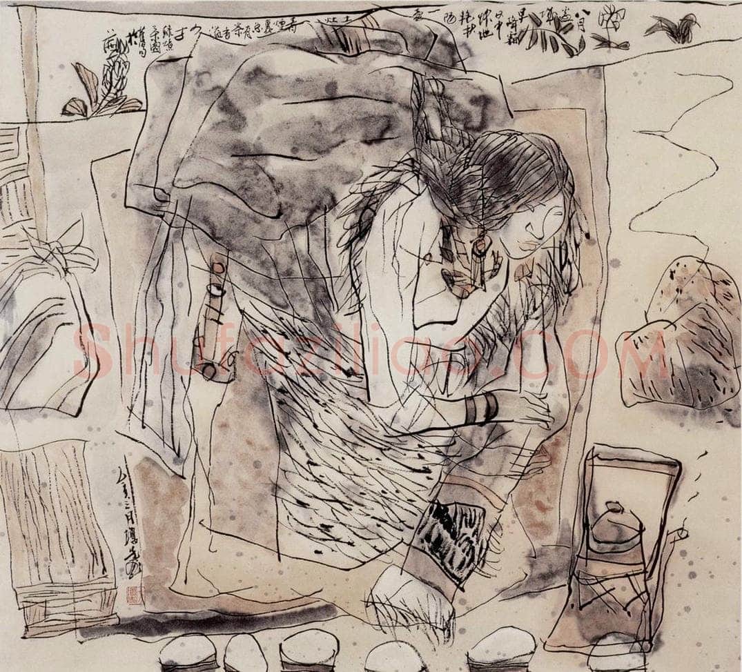 1995年 方增先 《有客自远方来》 书画作品