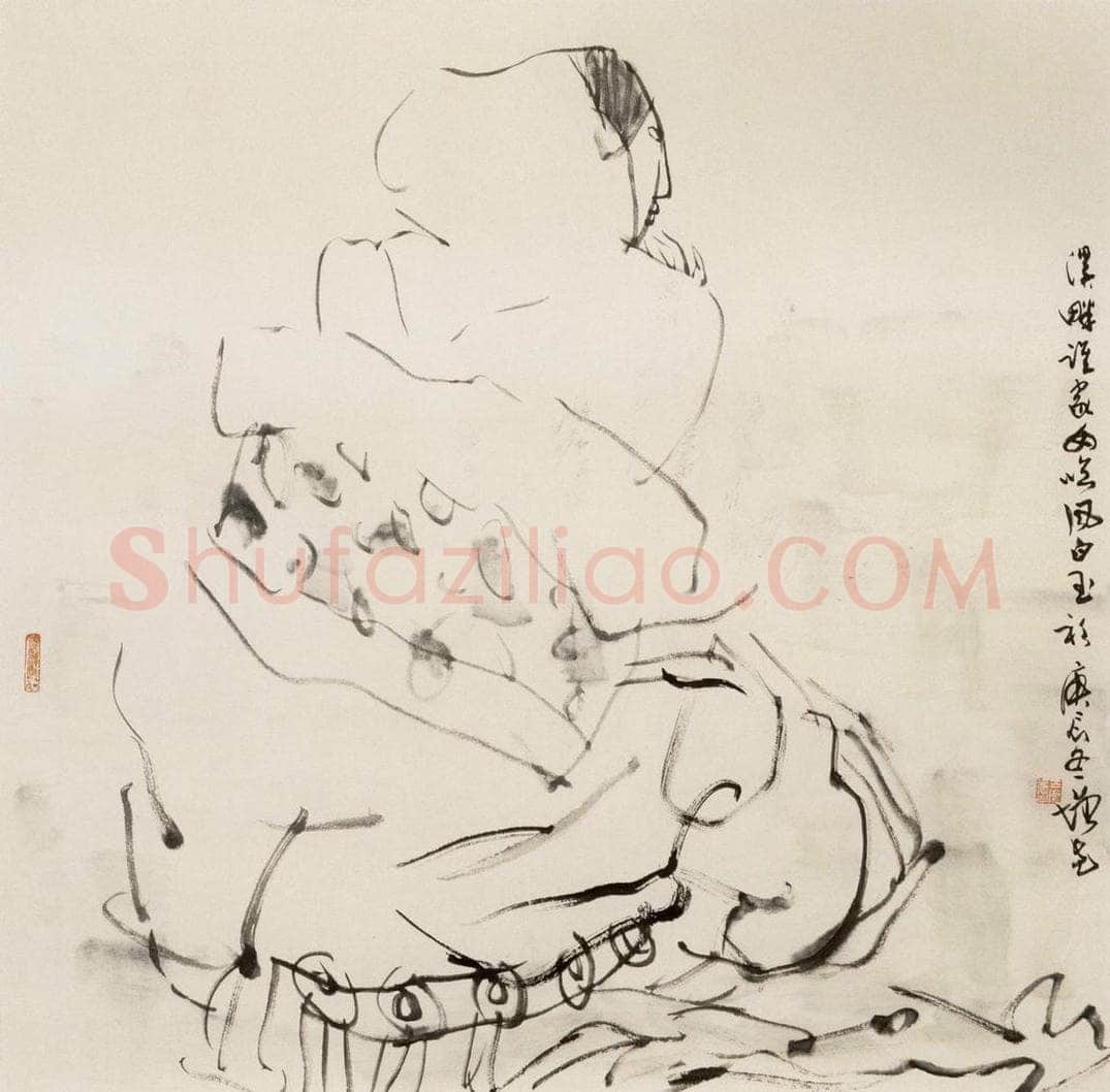 1999年 方增先 《临风白羽衫》 书画作品