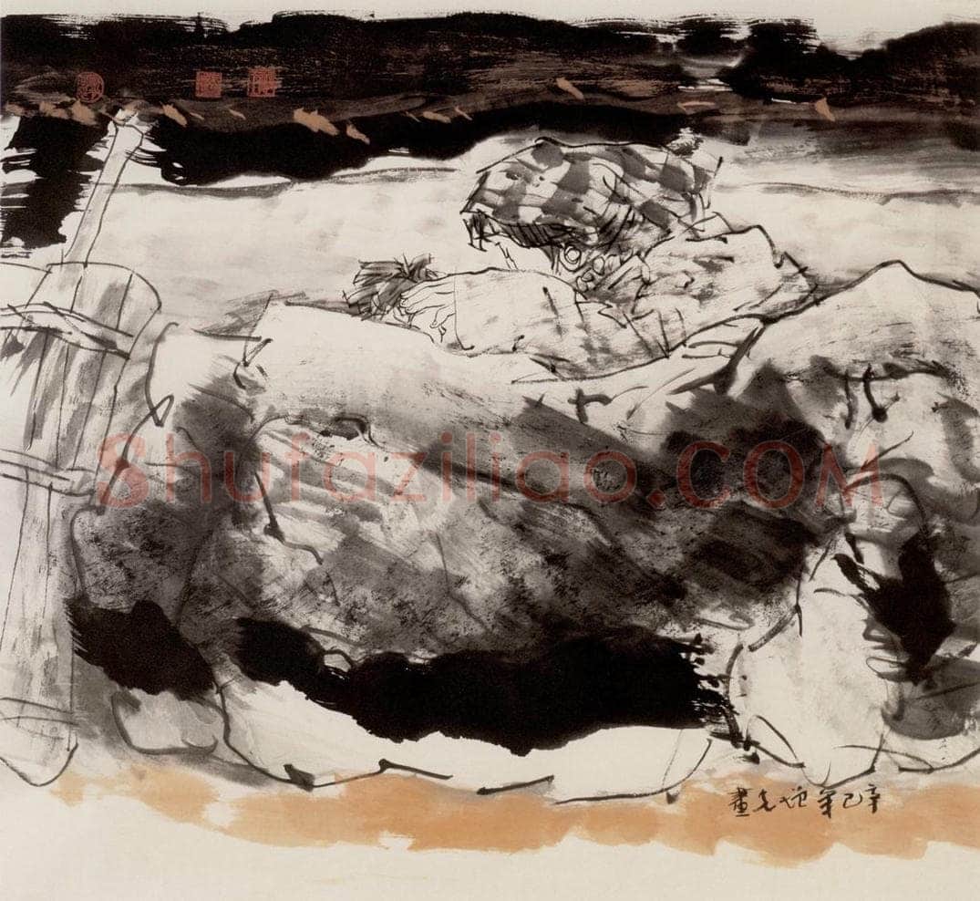 2001年 方增先 《帐篷里的母亲》 书画作品