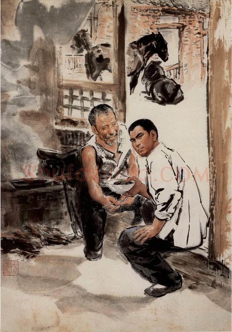 1975年 方增先 《马老四和肖长春《艳阳天》插话之三》 书画作品