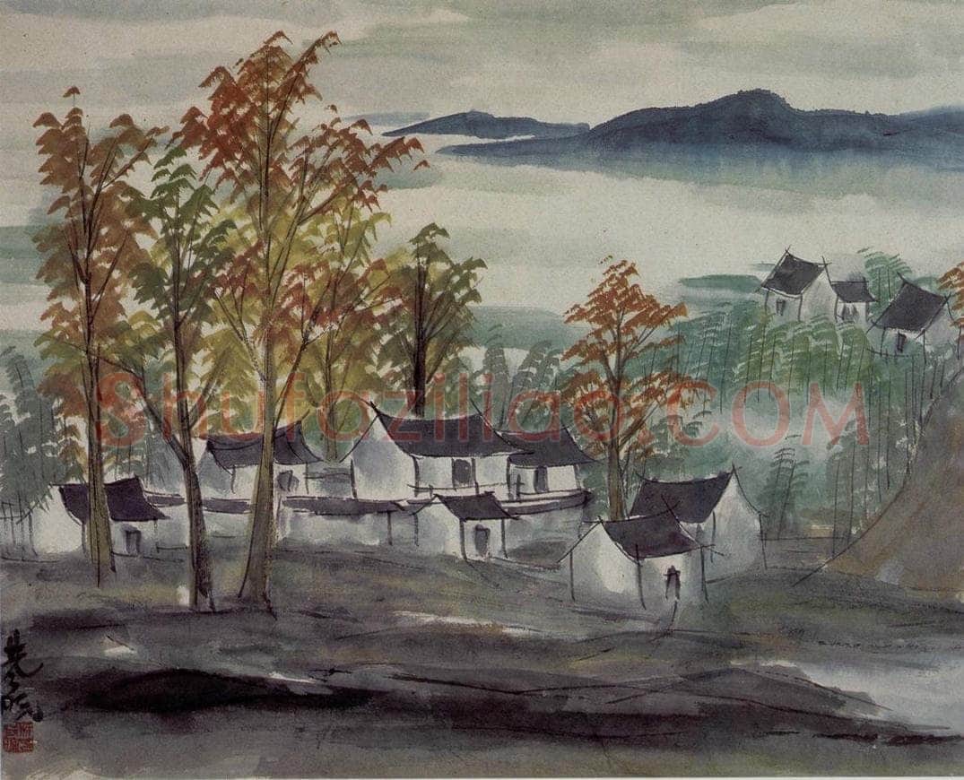 50年代 林风眠 《村庄》 书画作品