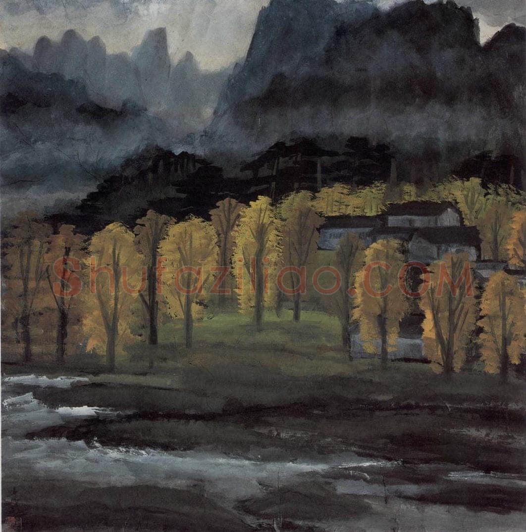50年代 林风眠 《山乡》 书画作品