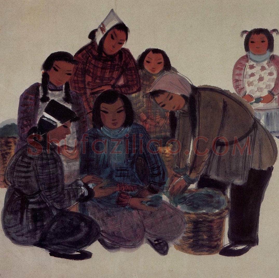 50年代 林风眠 《农妇(市场)》 书画作品