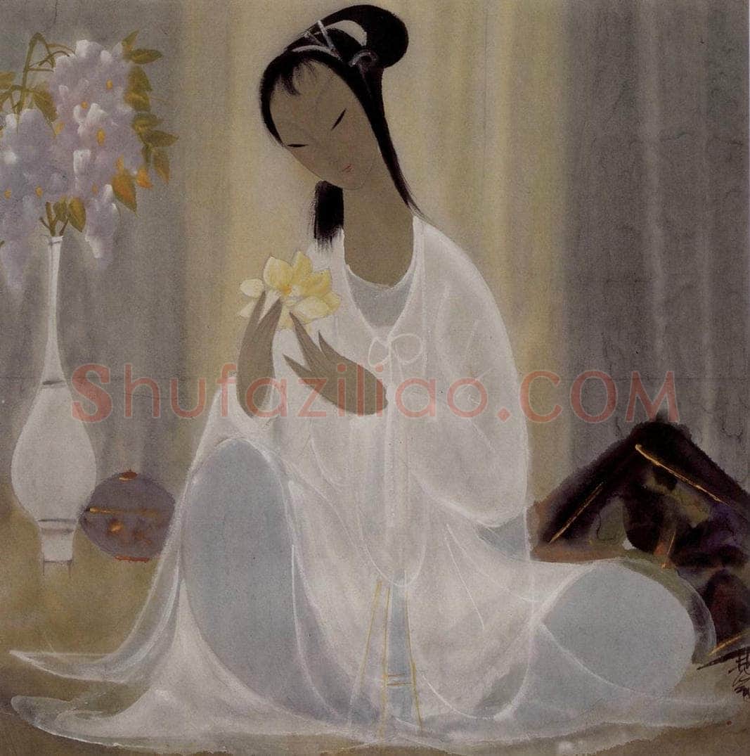60年代 林风眠 《白衣女》 书画作品
