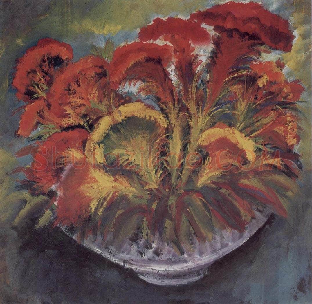 1961年 林风眠 《鸡冠花》 书画作品