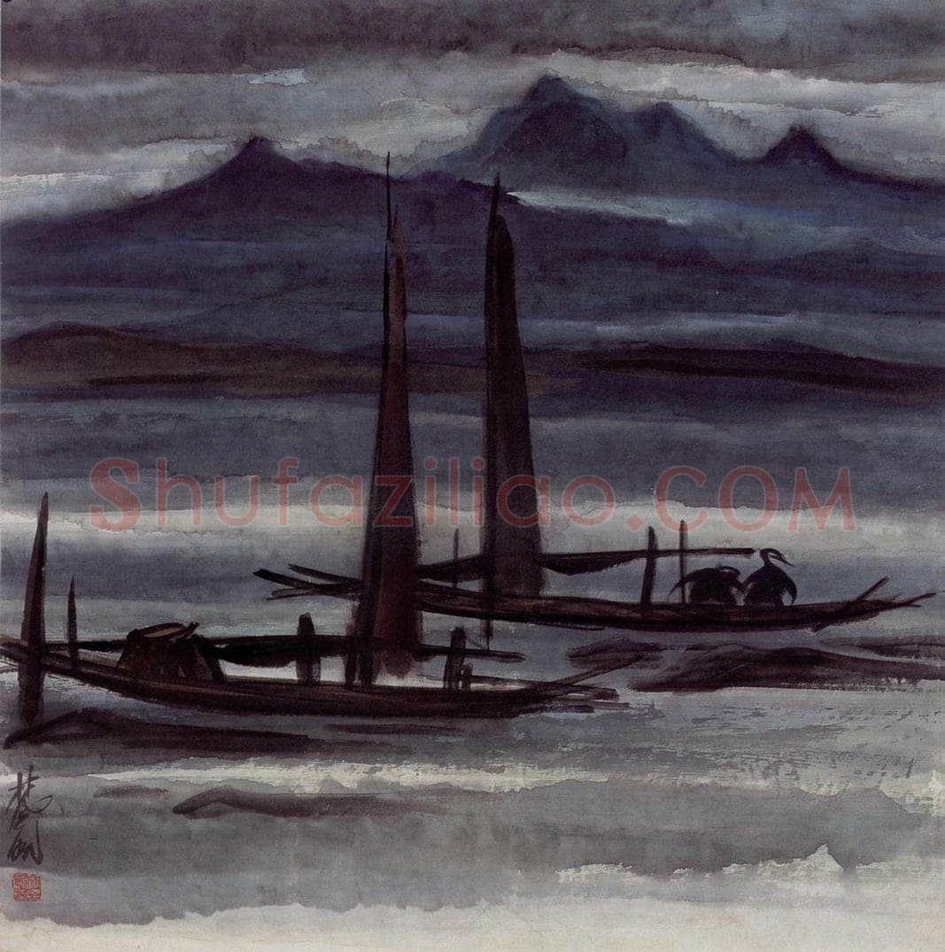 约40年代 林风眠 《江上》 书画作品