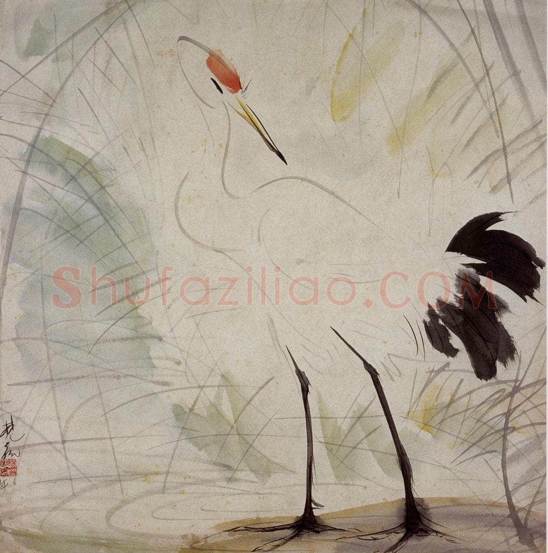 1947年 林风眠 《丹顶鹤》 书画作品
