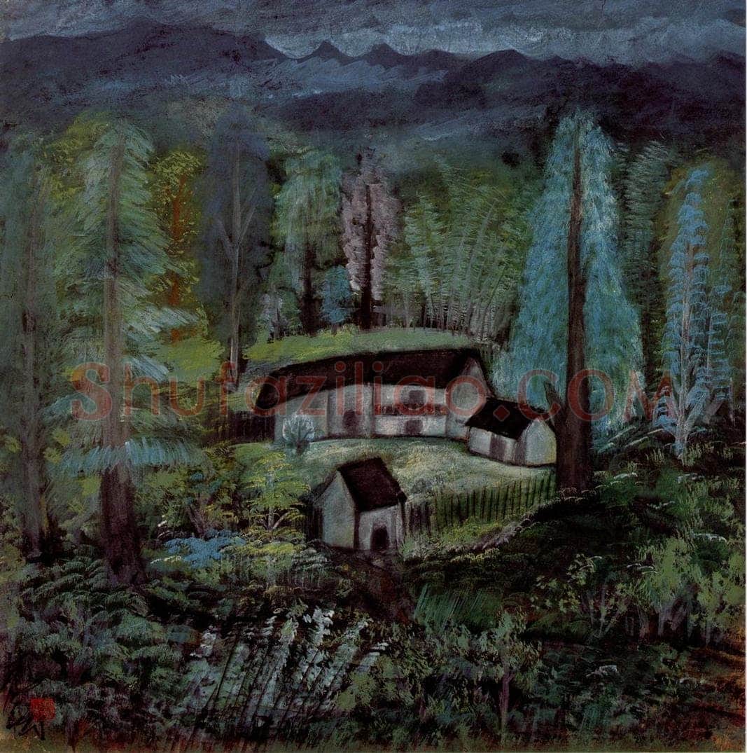 约40年代 林风眠 《农舍》 书画作品