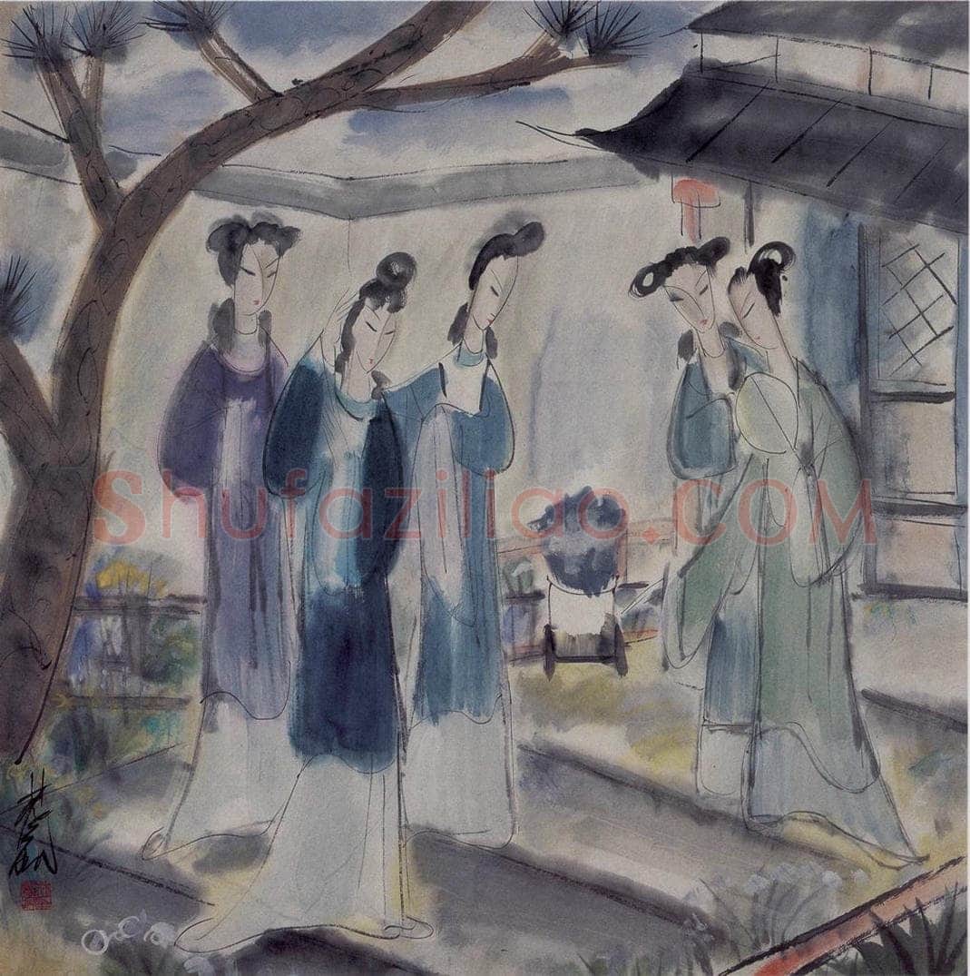 40年代 林风眠 《游园》 书画作品
