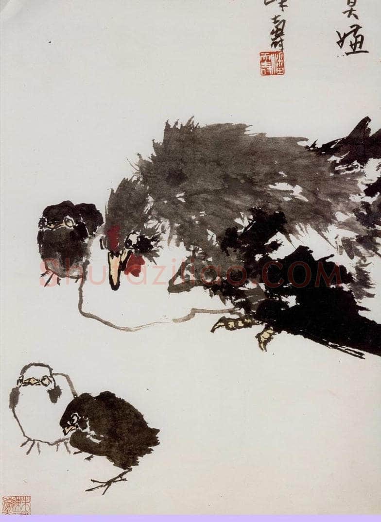 1961年 潘天寿 《抱雏图轴》 书画作品
