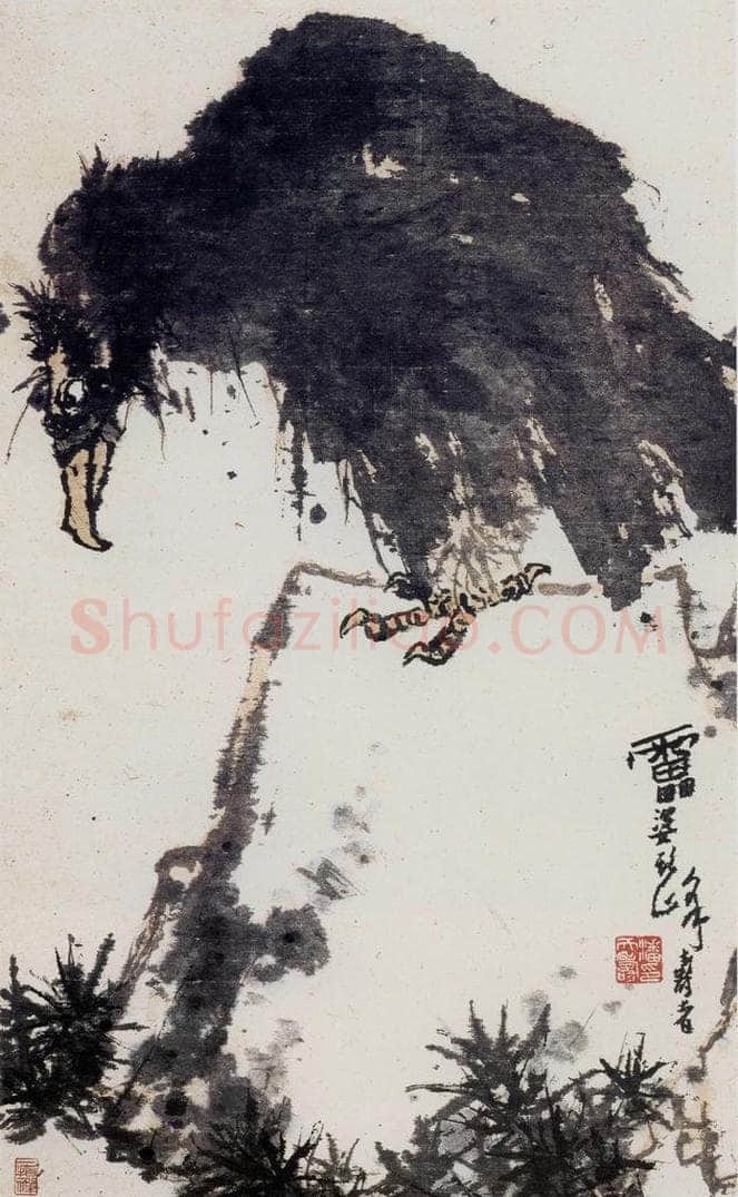1960年代 潘天寿 《老鹫图轴》 书画作品