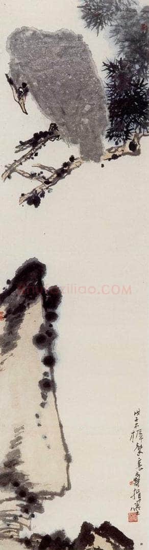1948年 潘天寿 《松鹰图轴》 书画作品
