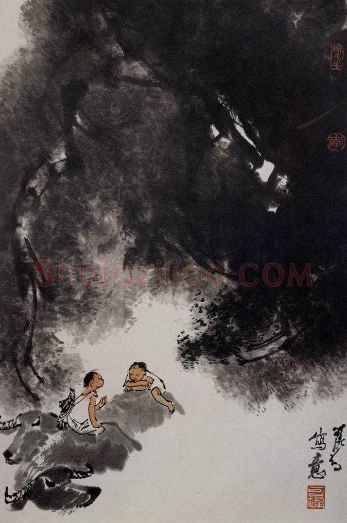 1981年 李可染 《写意(牛背闲话)》 书画作品