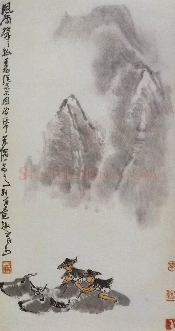 1981年 李可染 《风雨归牧》 书画作品
