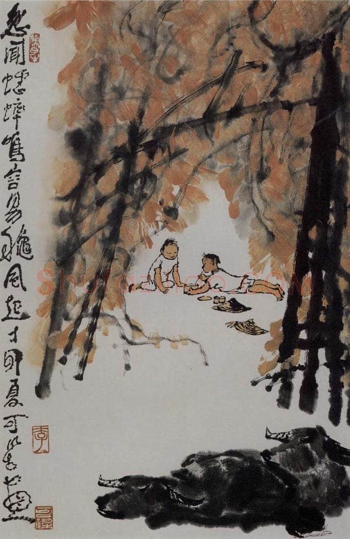 1987年 李可染 《忽闻蟋蟀鸣容易秋风起》 书画作品