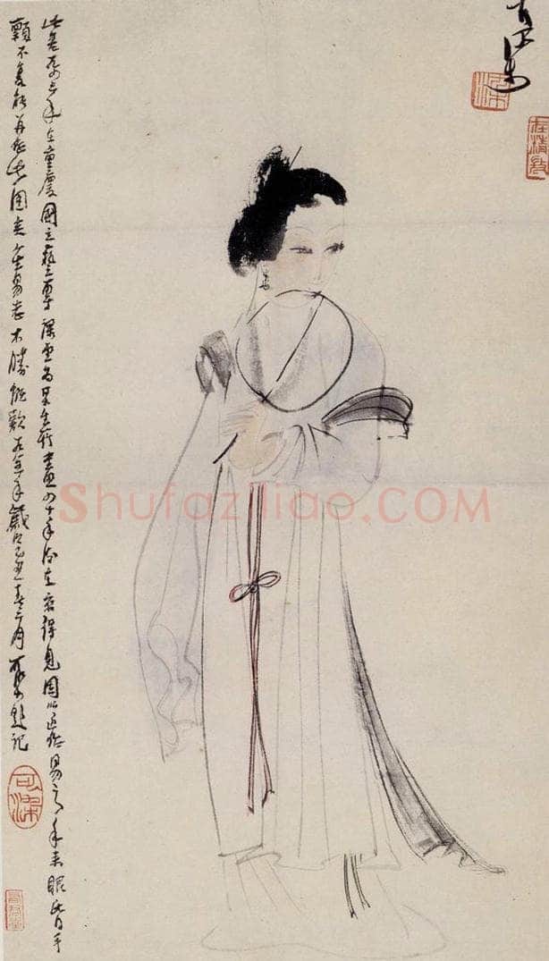 1943年 李可染 《执扇仕女》 书画作品