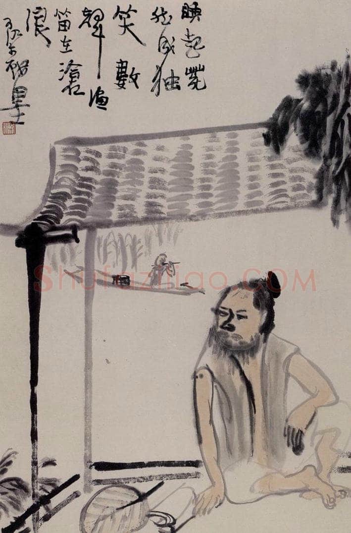 1943年 李可染 《数声鱼笛在沧浪》 书画作品