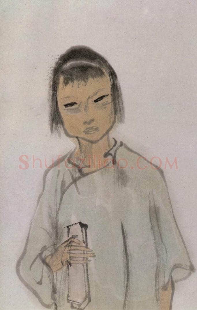 1949年 李可染 《街头卖唱》局部 书画作品