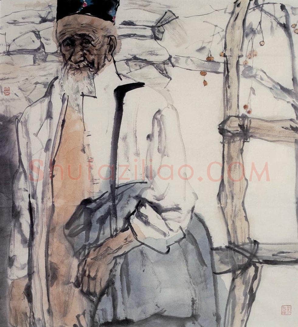 1991年 刘国辉 《赶巴扎的人》 书画作品