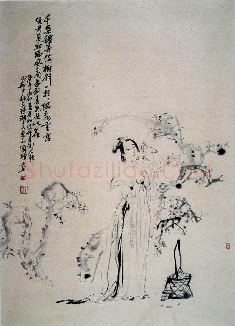 1989年 刘国辉 《桃花诗图》 书画作品