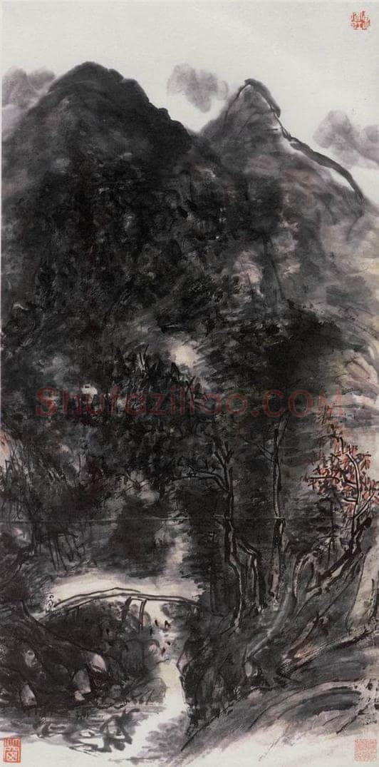  黄宾虹 《秋山烟雨》 书画作品