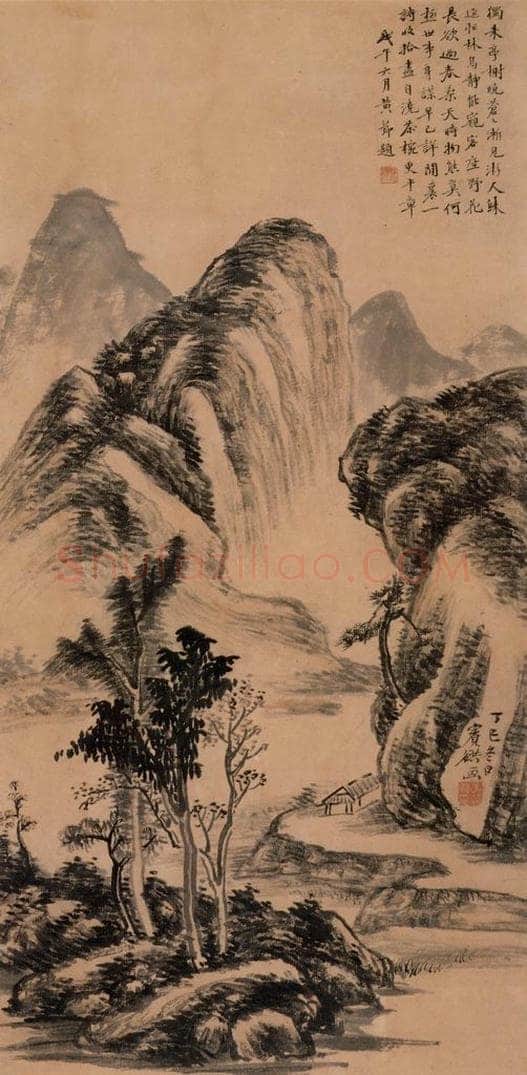 黄宾虹 《亭树春晓》 书画作品