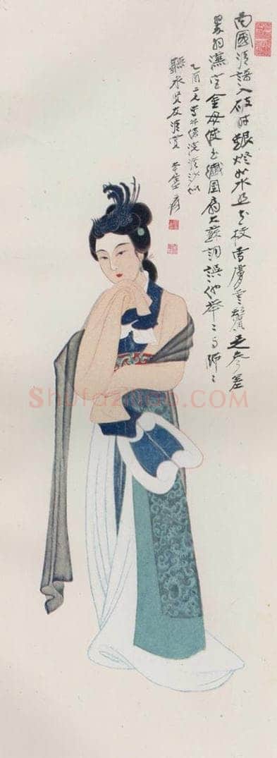 张大千 《执扇仕女》 书画作品