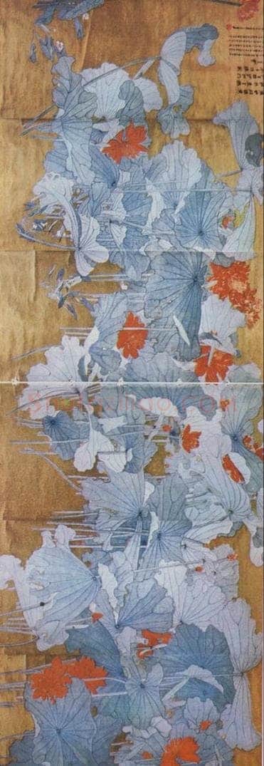 张大千 《朱荷通景屏》 书画作品