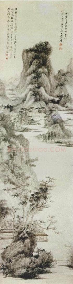 张大千 《仿黄鹤山樵清渰垂钓图》 书画作品