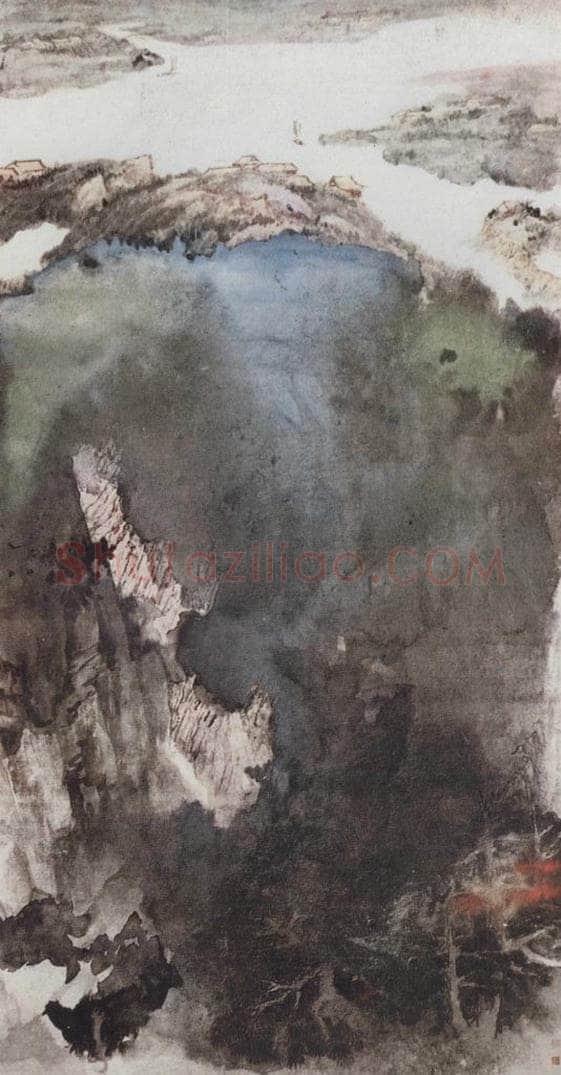 张大千 《泼色山水》 书画作品