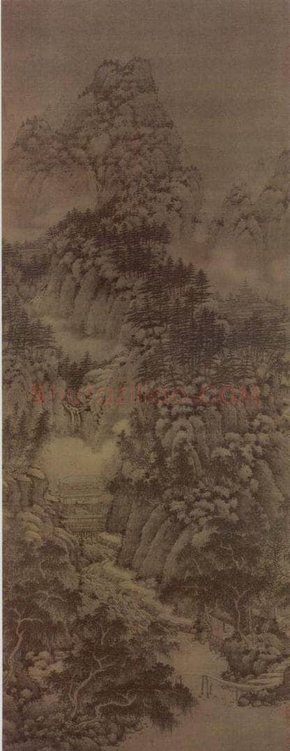 北宋 巨然 万壑松风图轴 书画作品