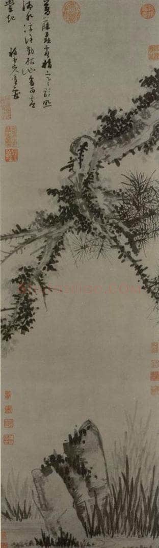 元 吴镇 松石图轴 书画作品