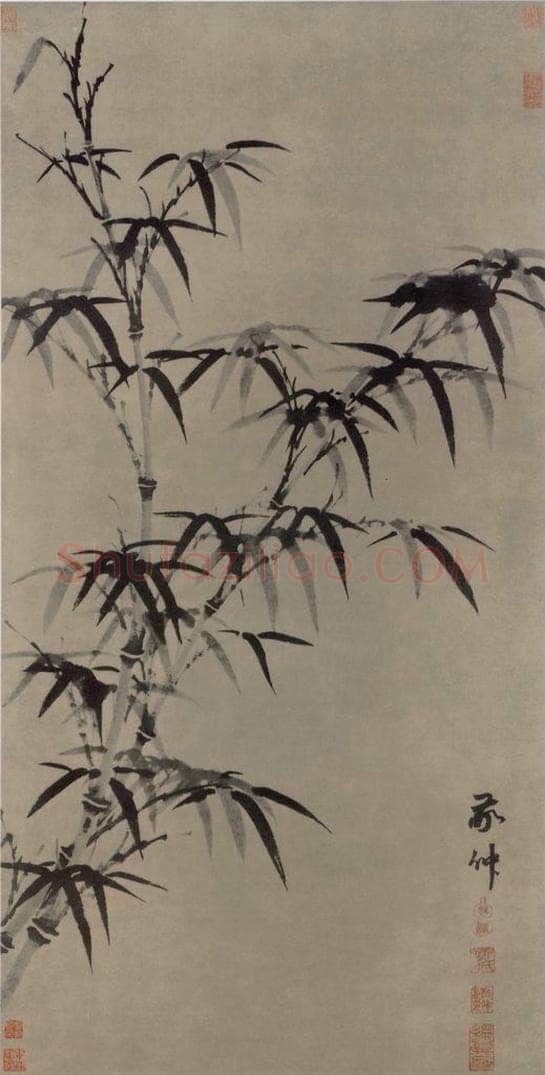 元 柯九思 墨竹图轴 书画作品