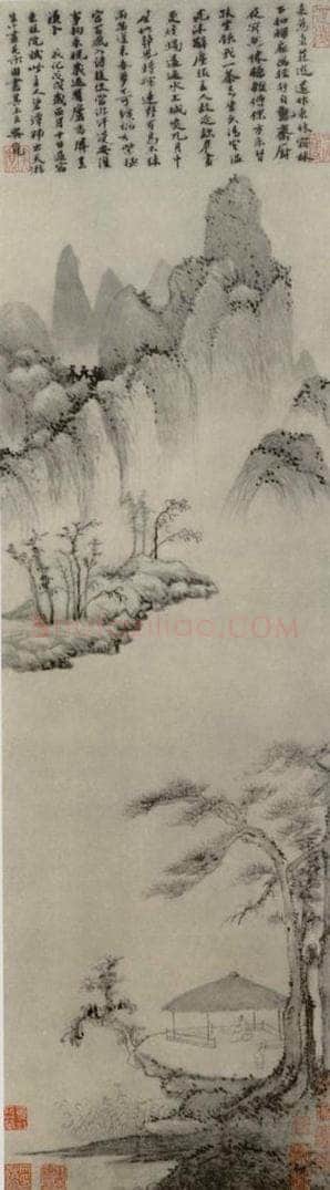元 陆廣 溪亭山色图轴 书画作品